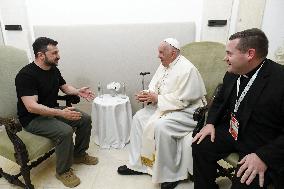 Pope Francis Meets Zelensky At G7 Summit - Italy