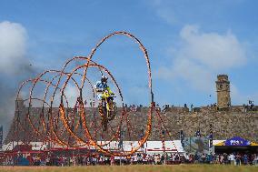 The Sri Lanka Corps Of Military Police Performs Bike Stunts During The Government Event At Galle