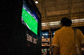 People Meet At Ribeira Market, In Lisbon, To Watch The First Match In UEFA Euro.