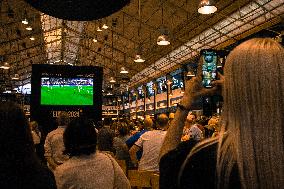 People Meet At Ribeira Market, In Lisbon, To Watch The First Match In UEFA Euro.