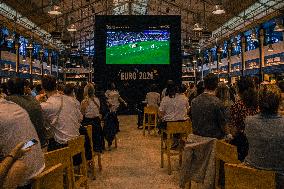 People Meet At Ribeira Market, In Lisbon, To Watch The First Match In UEFA Euro.