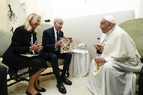 Pope Francis Meets Joe Biden At G7 Summit - Italy