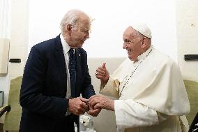 Pope Francis Meets Joe Biden At G7 Summit - Italy