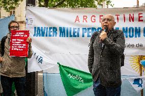 Demonstration Against Argentinian President Javier Milei In Paris