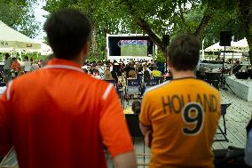 Dutch Fans Watch Match Against Poland In Warsaw