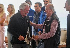 King Juan Carlos Collects The First Prize Of The Sanxenxo Regattas