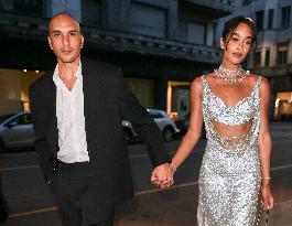 MFW - Laura Harrier And Sam Jarou Outside Hotel Palazzo Parigi