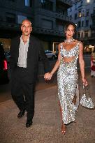 MFW - Laura Harrier And Sam Jarou Outside Hotel Palazzo Parigi