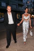 MFW - Laura Harrier And Sam Jarou Outside Hotel Palazzo Parigi