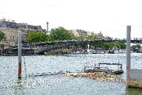 Waste Collector Floating On The Seine - Paris