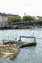 Waste Collector Floating On The Seine - Paris