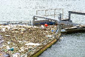 Waste Collector Floating On The Seine - Paris