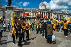 Sikhs Demonstrate At Trafalgar Square - London