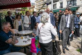 Gabriel Attal Campaigns In Le Perreux-sur-Marne