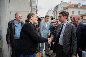 Gabriel Attal Campaigns In Le Perreux-sur-Marne