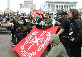 Protest against Equality March and LGBT in Kyivs Maidan Nezalezhnosti