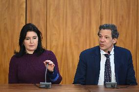 Press Conference By Finance Minister Fernando Haddad And Planning Minister Simone Tebet