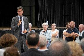 Gabriel Attal  - campaign meeting in Saint-Jean-les-Deux-Jumeaux