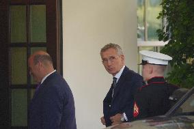 NATO Secretary Jen Stoltenberg Arrives At The White House For Meetings With Biden