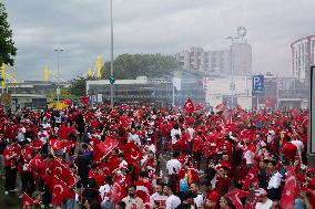 Turkish Football Fans March Toward BVB Stadium Dortmund Before The Game Between Turiye An Georgia