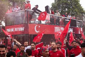 Turkish Football Fans March Toward BVB Stadium Dortmund Before The Game Between Turiye An Georgia