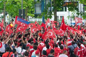 Turkish Football Fans March Toward BVB Stadium Dortmund Before The Game Between Turiye An Georgia