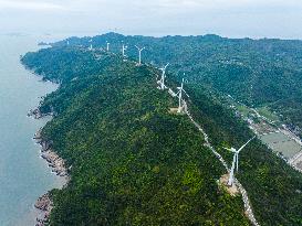 Wind Power Generation Along The Taizhou No.1 Expressway in Taizh