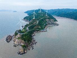 Wind Power Generation Along The Taizhou No.1 Expressway in Taizh