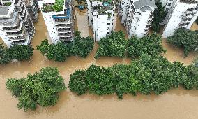 River Flood Due To Heavy Rainfall - China