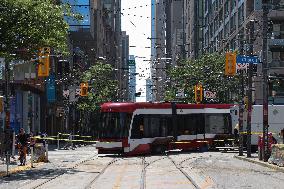 TTC Streetcar Stuck In Toronto/Canada