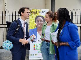 Marine Tondelier Campaigning For The Legislative Elections - Paris