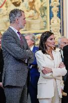 King Felipe And Queen Letizia At Exhibition - Madrid