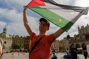 Pro-Palestine Protest In Krakow On International Refugee Day, Poland