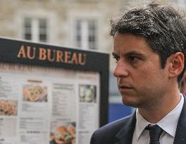 French PM Gabriel Attal Campaigning In Alencon