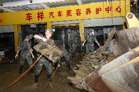 Officer And Soldier Disaster Relief in Liuzhou, China