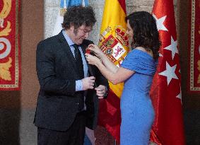 Javier Milei Awarded By Community of Madrid