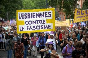 Toulouse: Feminist March Against The Far-right Party The RN (Natiional Rally)