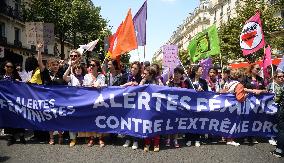 Feminists March Against Far Right - Paris