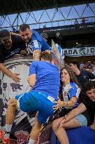 Espanyol Players And Fans Celebrate Promotion To La Liga At Stage Front Stadium