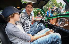 Justin Trudeau Visits A Classic Car Exhibition - Quebec
