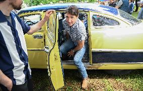 Justin Trudeau Visits A Classic Car Exhibition - Quebec