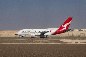 Stored Airbus A380 Of Qantas In Abu Dhabi