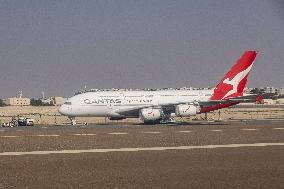 Stored Airbus A380 Of Qantas In Abu Dhabi