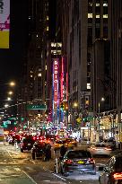 Night View Of 6th Ave In New York
