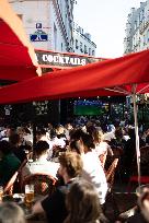 People watch the Fotball Game France - Poland - Paris