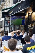 People watch the Fotball Game France - Poland - Paris