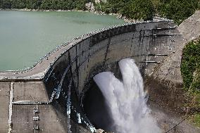 Water release at central Japan dam