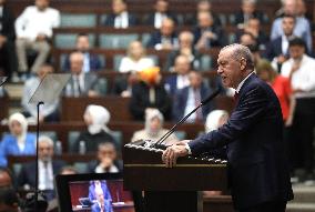 Recep Tayyip Erdogan Addresses The Ankara Parliament - Turkey