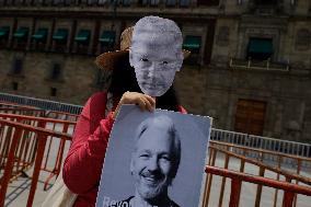 Julian Assange Supporters Celebrate His Release In Mexico City's Zocalo