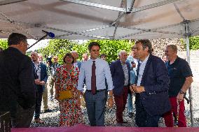 Gabriel Attal Campaign Visit To Indre-et-Loire
